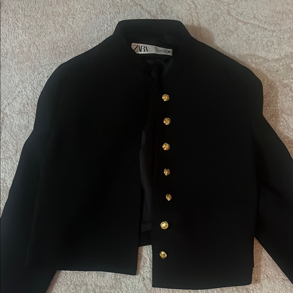 Zara Black Cape with Gold Accents